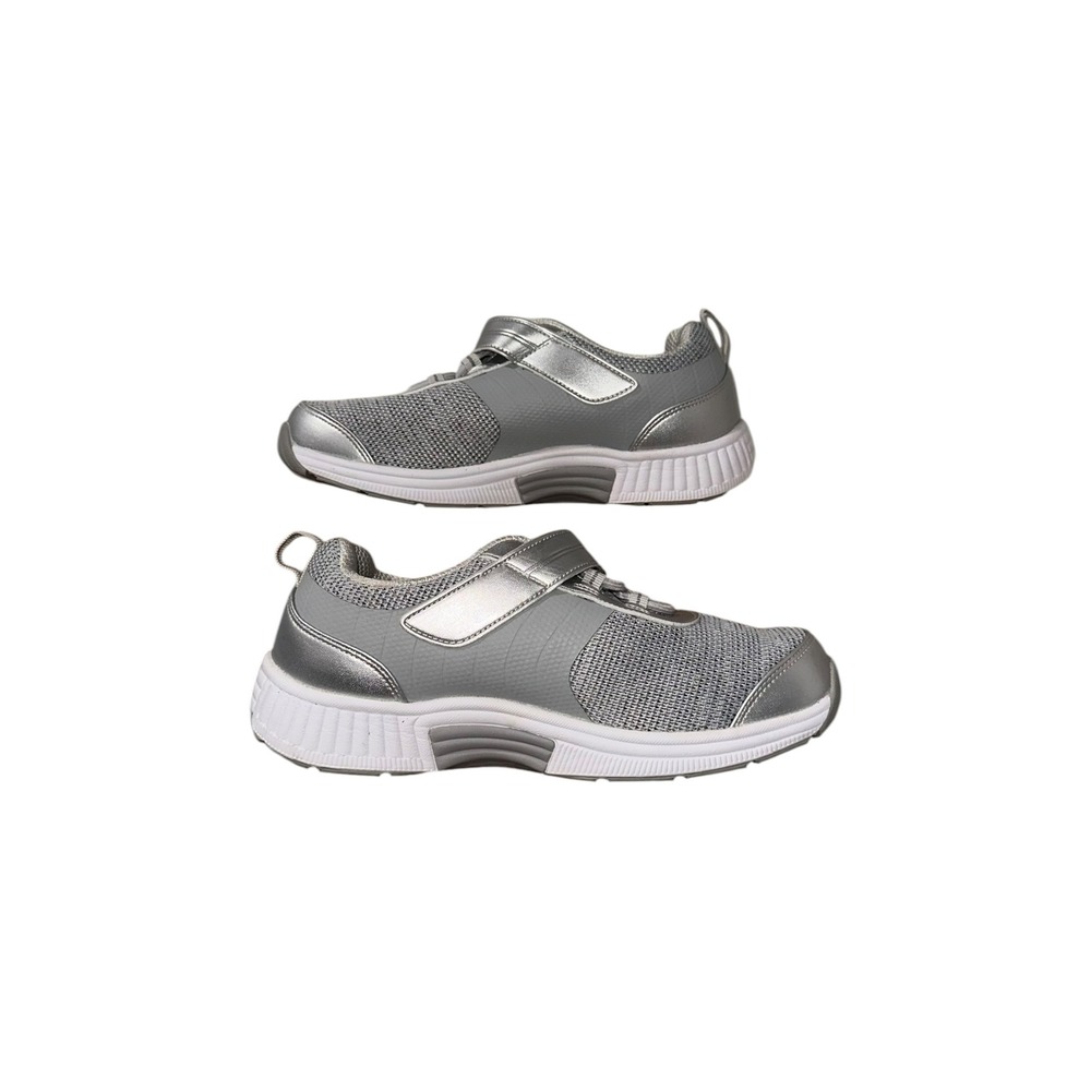 Orthofeet Womens 7.5 Extra Wide Silver Mesh Walking Shoes Comfort‎
